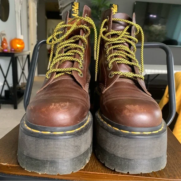 Dr. Martens Brown 1460 Pascal MAX Leather Platform Boots - Picture 3 of 8